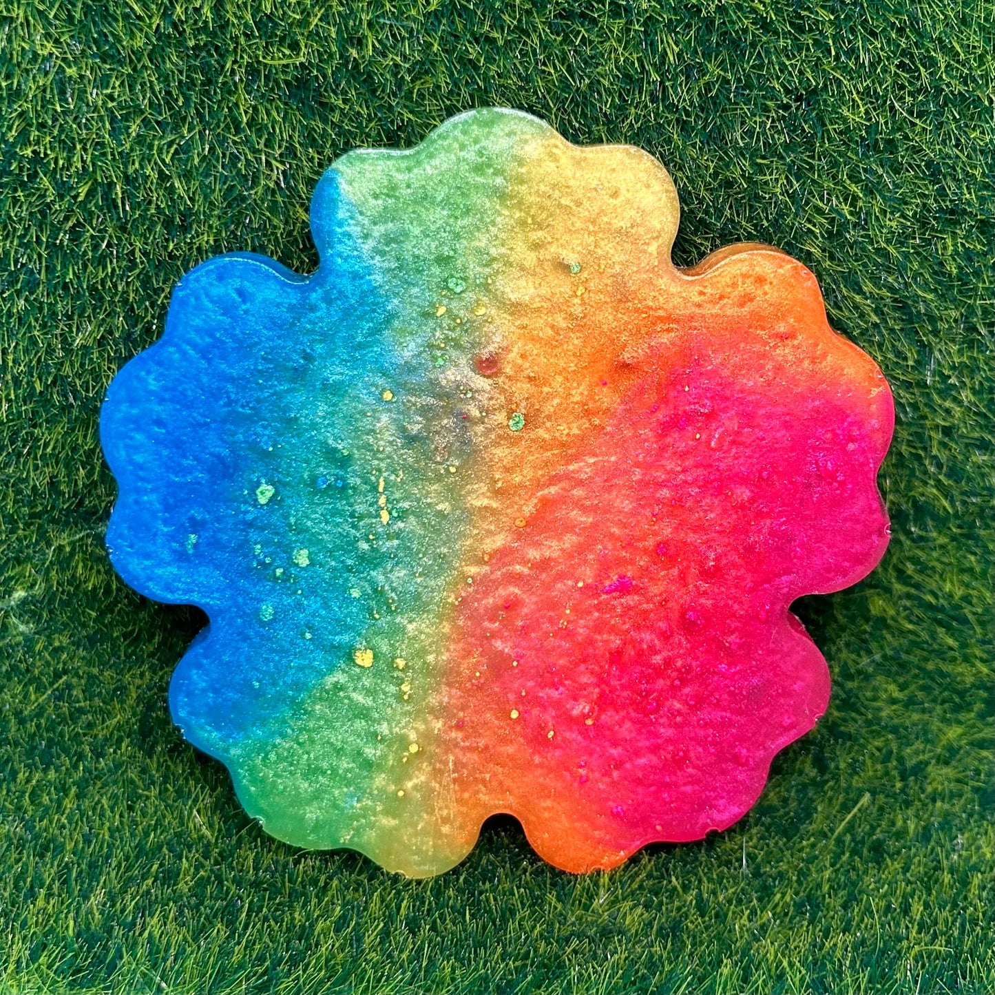 Rainbow resin coaster